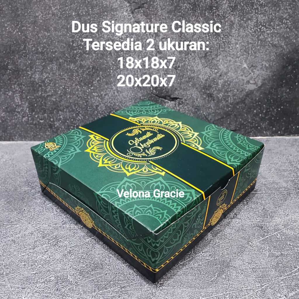 Dus Nasi 20x20 Signature Classic Hijau isi 50 pcs Motif Box Besek Olin