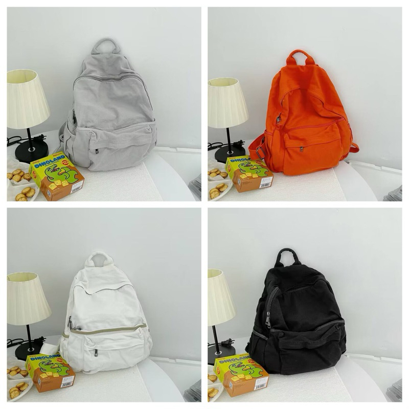 Backpack Polos Trendi / Tas Ransel Wanita / Tas Ransel Pria / Ransel Kanvas / Korean Backpack