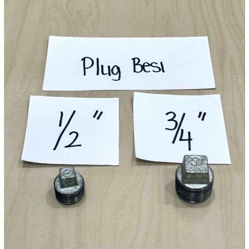 Plug besi galvanis 3/4 inchi / tutup pipa galvanis drat luar