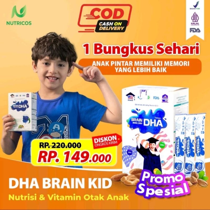 DHA BRAIN KID, Vitamin Nutrisi Otak Anak Cerdas, Vitamin Perkembangan Otak Anak