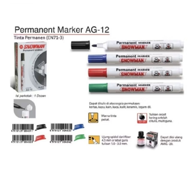 

Spidol Snowman Permanen AG-12 Marker