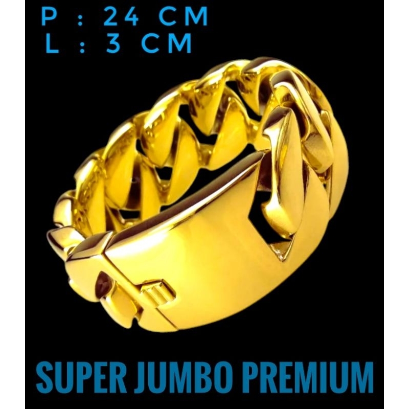 Gelang Rantai Pria Gold Jumbo Titanium Besar Elegan