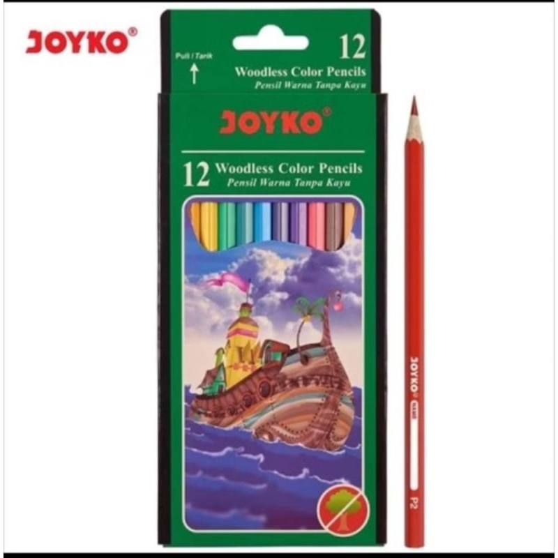 

12 pcs pensil warna joyco pensil warna panjang 12 warna pensil mewarnai