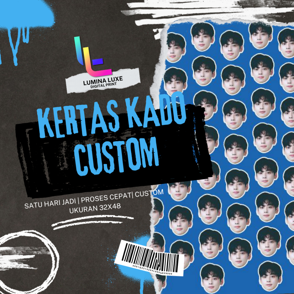 

TERMURAH | KERTAS KADO CUSTOM A3+ | MINIMAL 5 LEMBAR | Kertas Kado Wajah | Pacar | Custom|FREE KONSULTASI