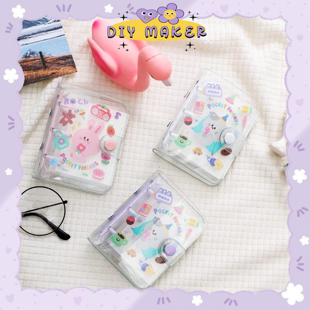 

DM Milkjoy Mini Buku Transparan lucu kartun Korea Notebook Buku DIY Kecil Mini Binder 3 Rings - MJ09