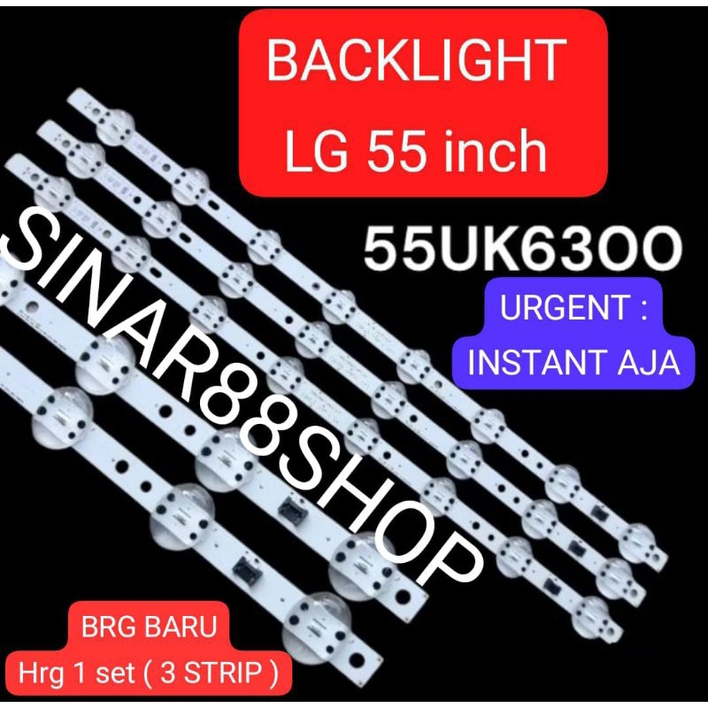 Hrg 1 set 3 STRIP BACKLIGHT TV LG 55 INC 55UK6300 55" 55UK LAMPU BL 8K 6V 8 K LED