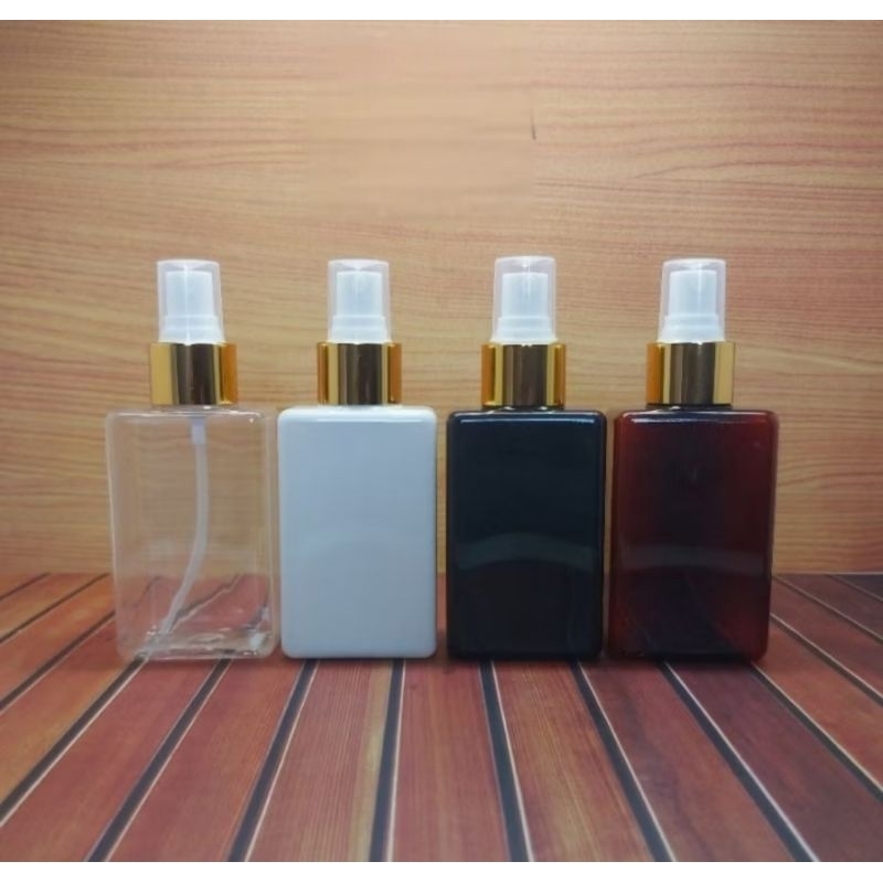 BOTOL SPRAY 100ML KOTAK TUTUP SPRAY GOLD HALFCAP/BOTOL SPRAY 100 ML KOTAK PET
