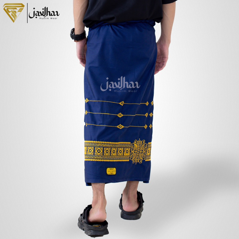 Sarung Wadimor Bordir Motif Pintu Aceh Warna Navy
