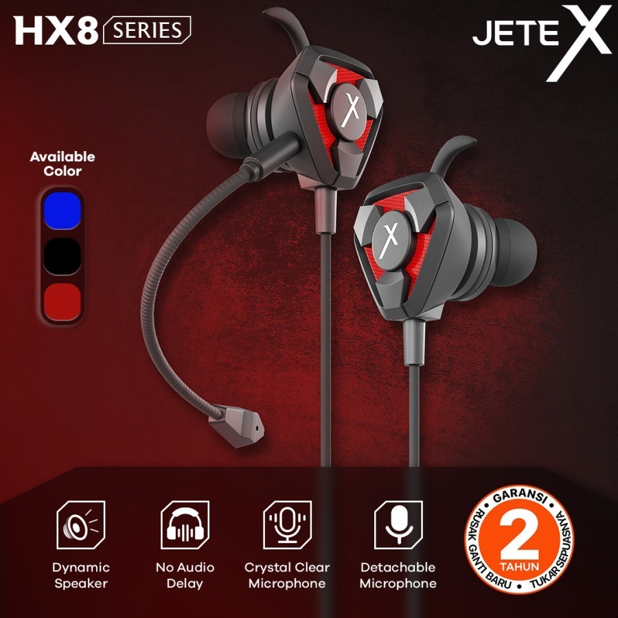 Headset Gaming Mic Earphone Gaming JETE-X HX8 - Garansi Resmi 2 Tahun