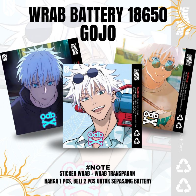 

Stiker Wrap Baterai 18650 ODBE GOJO Full Motif Untuk Melindungi Baterai - Skin Wrap Batre 18650 Original Desain