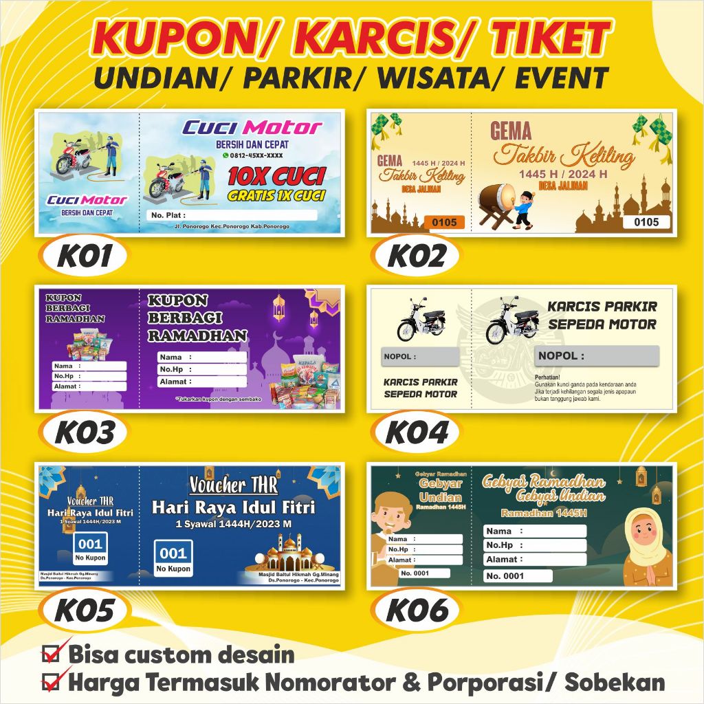 

NEW Kupon Undian Karcis Parkir Kupon Jalan Santai Tiket Karnaval Tiket Wisata Tiket Event