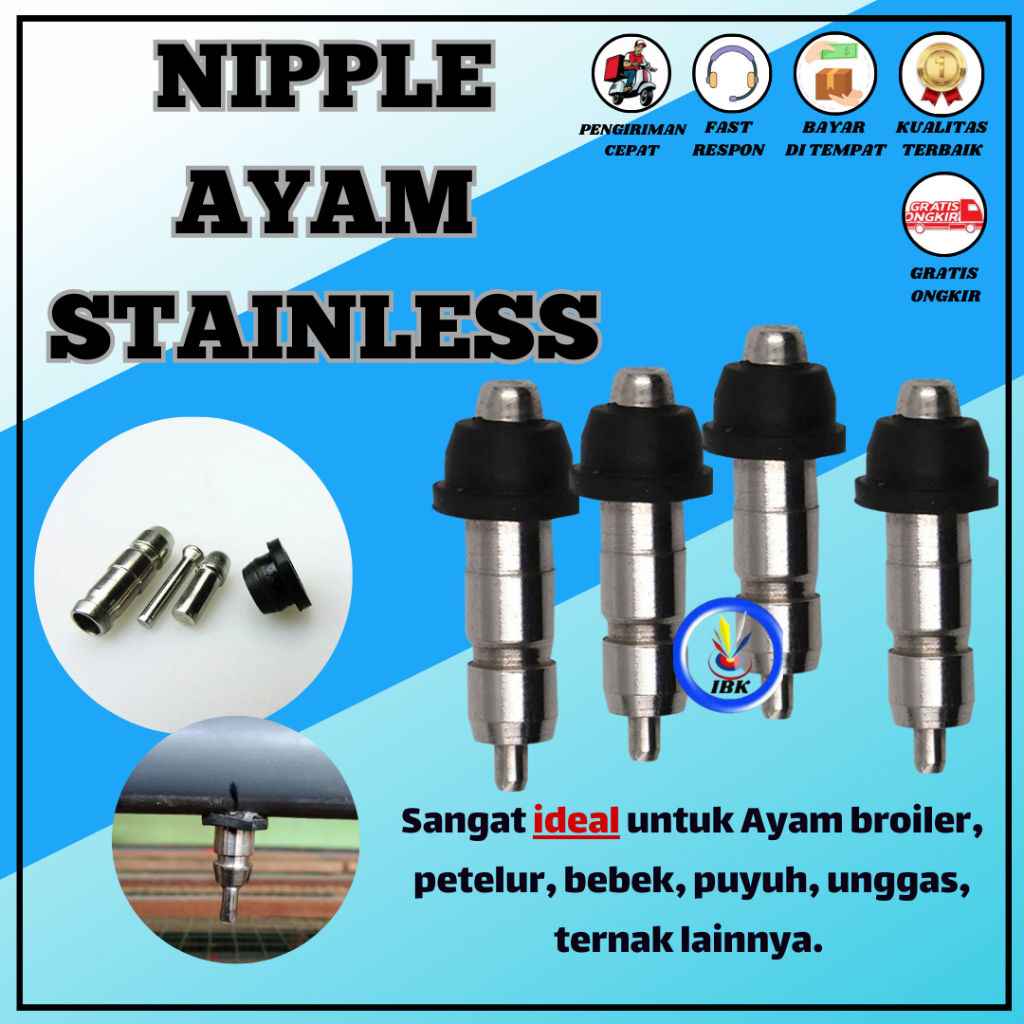 Nilpe Nipel Nepel Puyuh Ayam Stainles Drinker Tempat Minum Ayam Puyuh Broiler Stainlees Niple Puyuh 