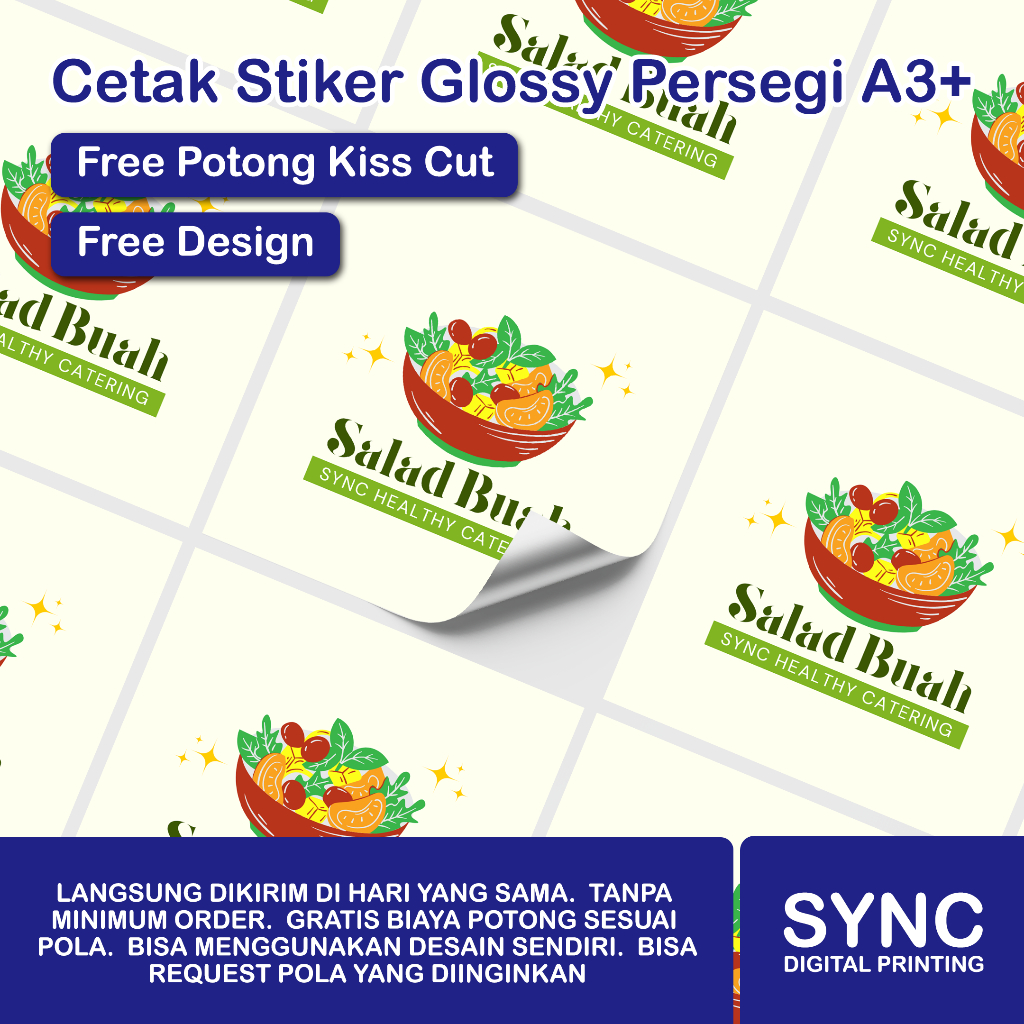 

Cetak Stiker Persegi Kotak A3 Plus Label Kemasan Makanan Minuman Free Potong Kiss Cut