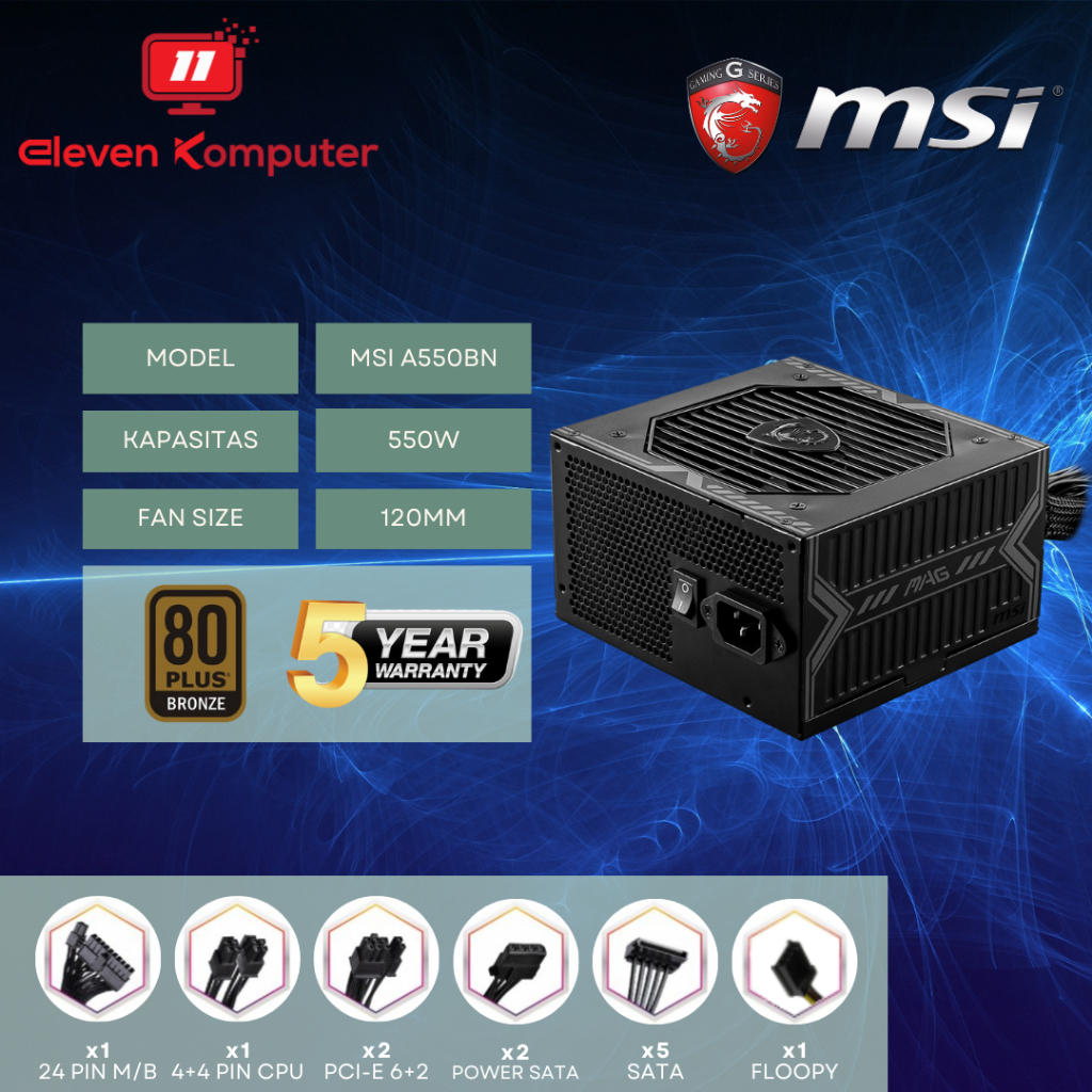 Power Supply MSI A550BN A650BN 80+ Bronze