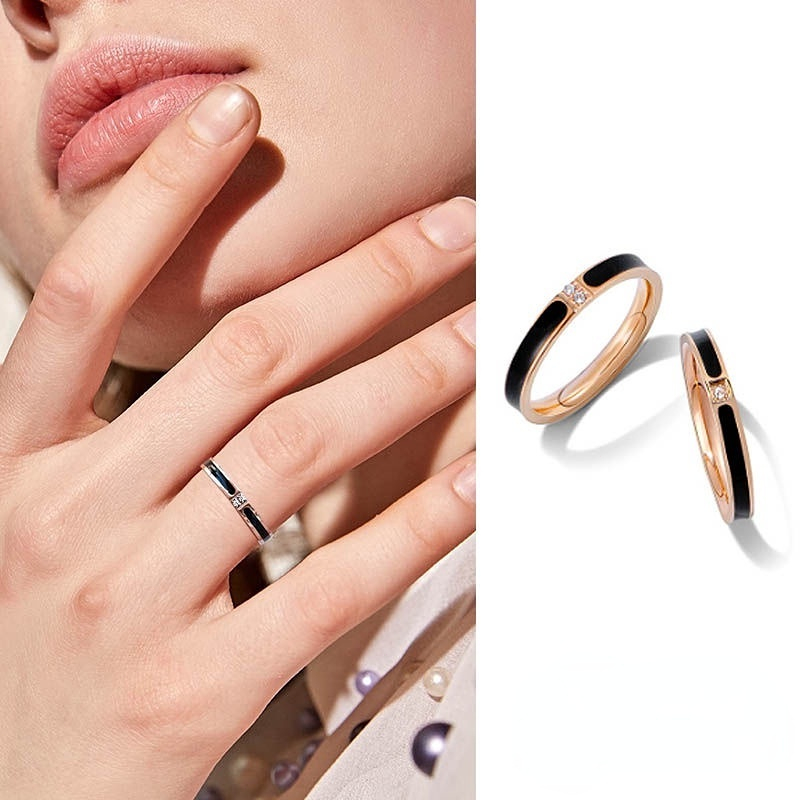 Murah&COD Cincin Titanium Wanita Korea Anti Karat Dan Luntur Mewah Stainless Steel Aksen Berlian Imi