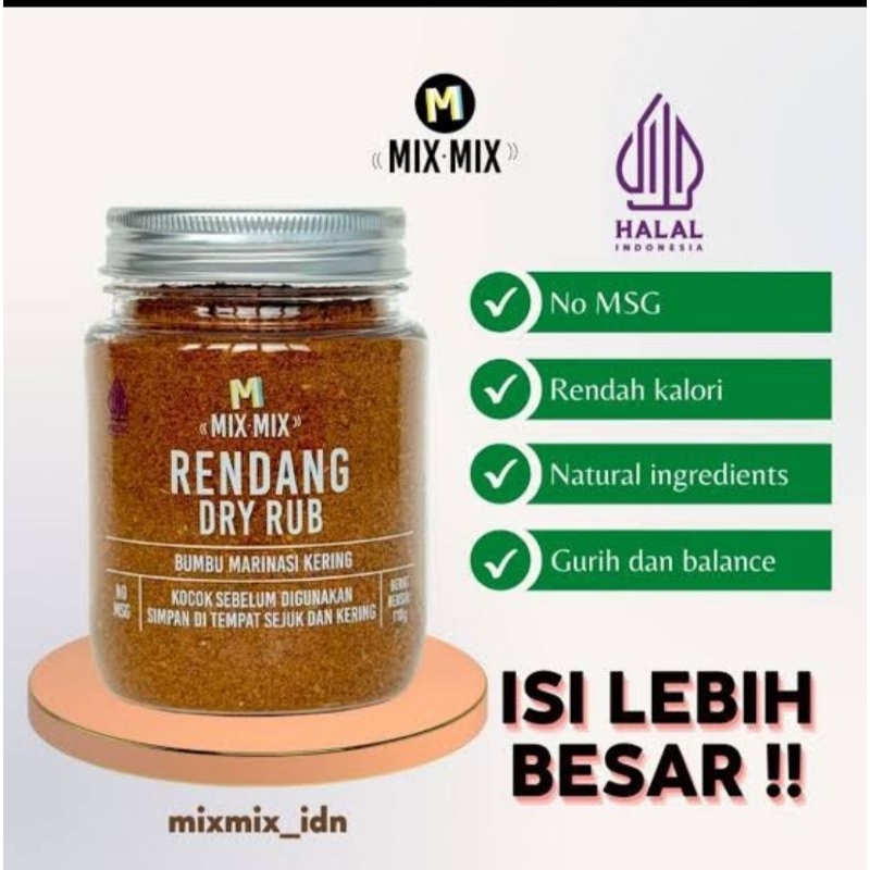 

Rendang Dry Rub 110gr by Mixmix | Bumbu Marinasi Premium | Bumbu Marinasi Diet