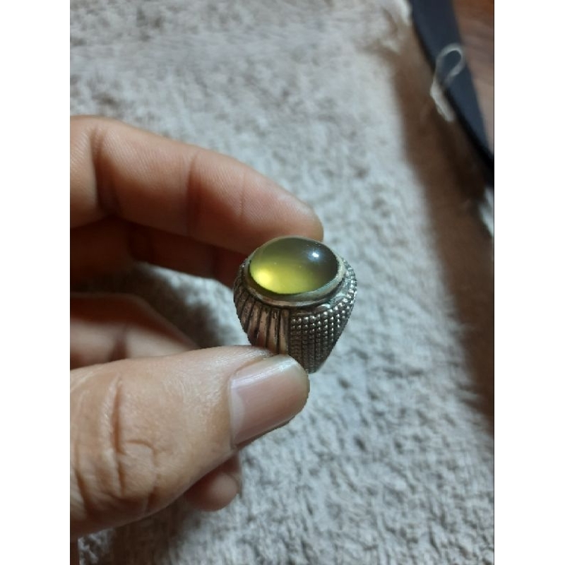 batu akik bio solar change colour kristal giwang ring size 7 siap pakai