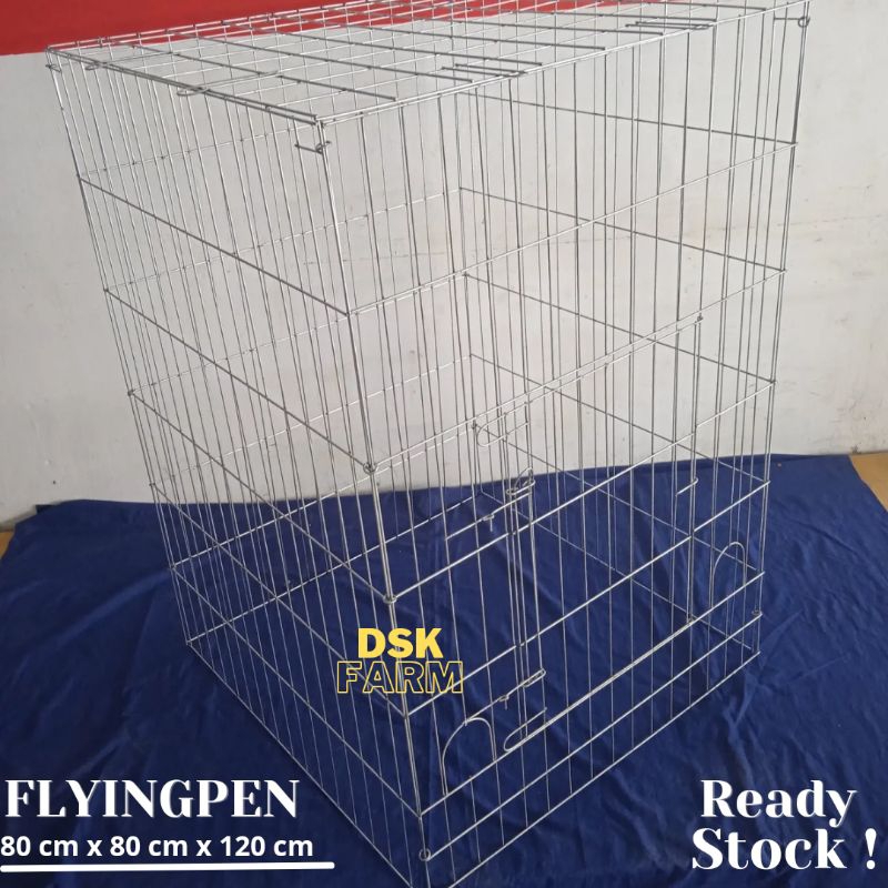 Kandang Ayam Galvanis Flyingpen 80x80x120 cm Jarak Jeruji 5 cm