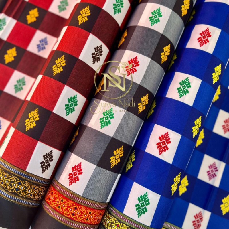 Kain bali motif poleng bsw catur kotak hitam putih meteran