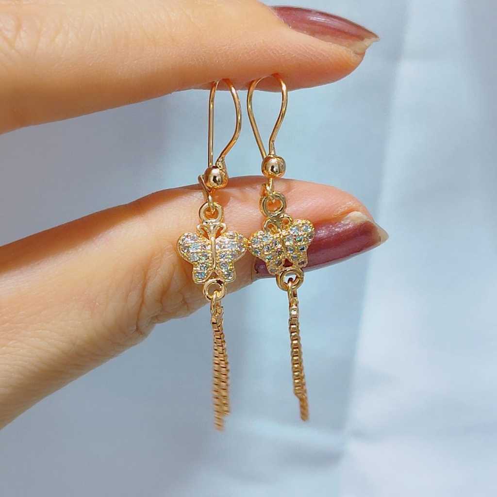 Anting panjang anting permata anti karat -BESTJEWELRY