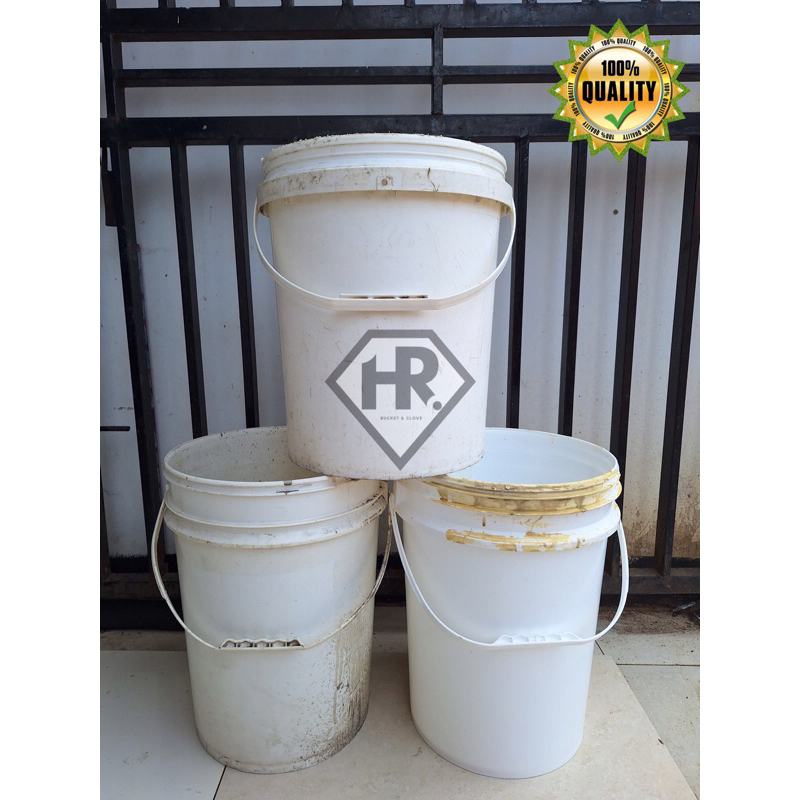 Ember bekas cat 25kg dengan tutup cocok untuk tempat sampah dan pot