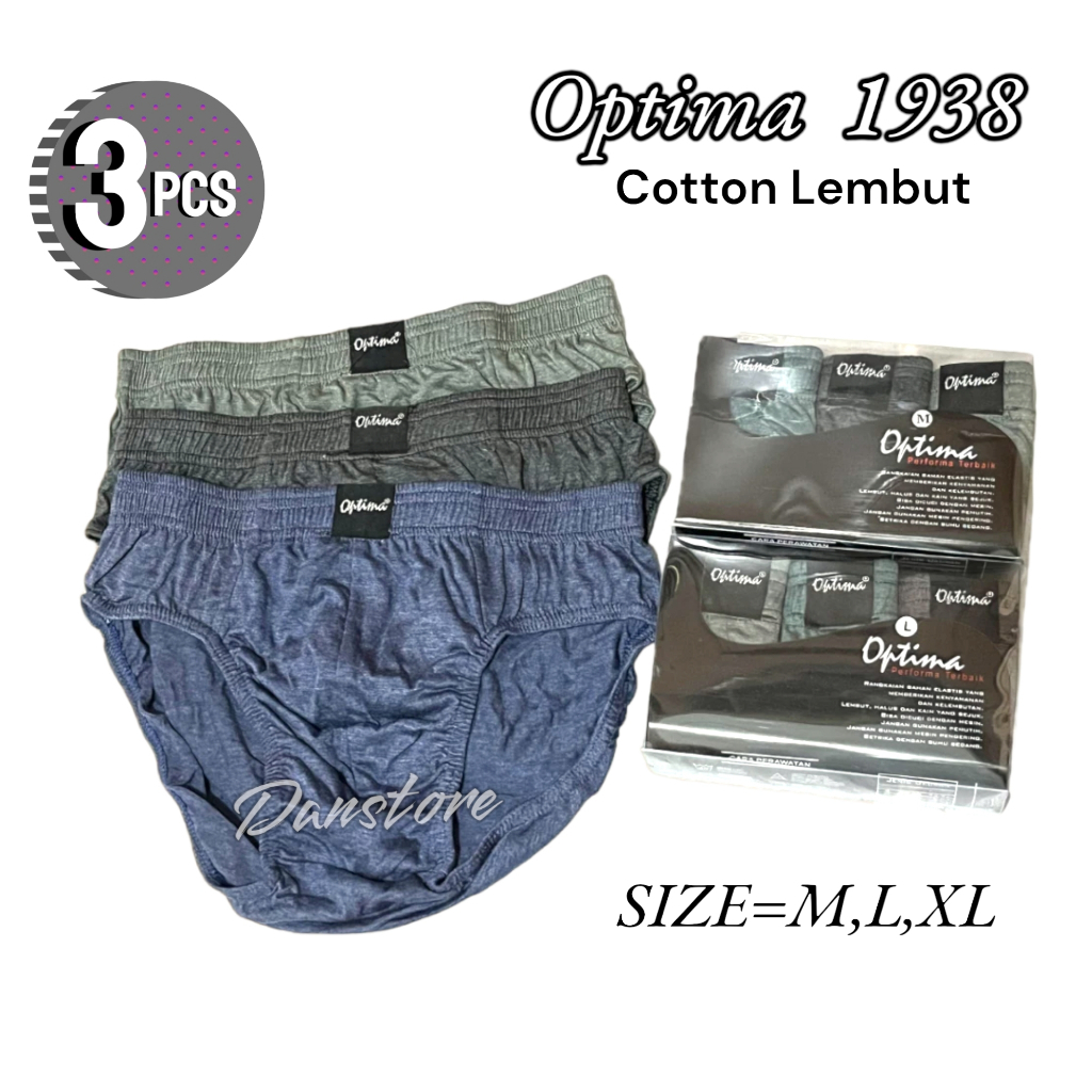 Celana Dalam Pria 3 Pcs OPTIMA / Optima 1938  1Box (isi 3 PCS) / Sempak / CD Pria Dewasa (SKU1938)