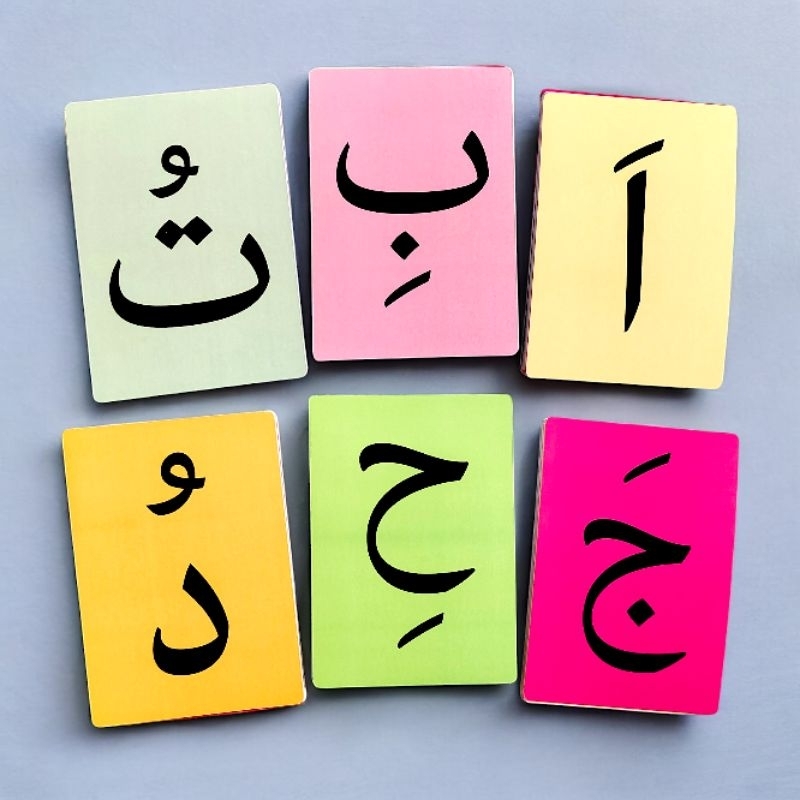 Calistungseru - Flash Card Hijaiyah Jumbo Ukuran A5 Kartu Belajar Hijaiyah Harokat