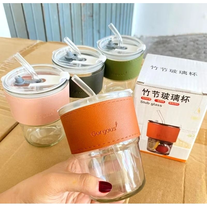 GELAS KACA GORGOUS 400 ML PAKAI BOX GELAS KOPI SOUVENIR MURAH