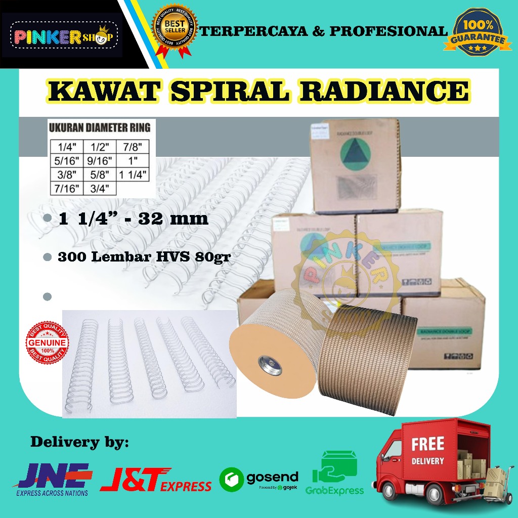 

Spiral Kawat Roll Radiance No 20 Putih Kawat Spiral 11/4" putih Ring Kawat Jilid Buku Agenda Ring Spiral jilid Buku pitch 2 banding 1