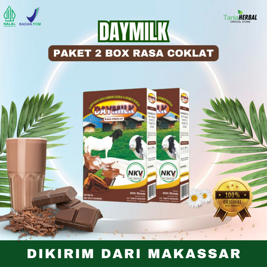 

[PAKET 2 BOX] DAYMILK RASA COKELAT - Susu Kambing Etawa Tidak Bau Prengus Membantu Menjaga Daya Tahan Tubuh dan Bantu Jaga Kesehatan Sendi dan Tulang Dikirim Dari Makassar