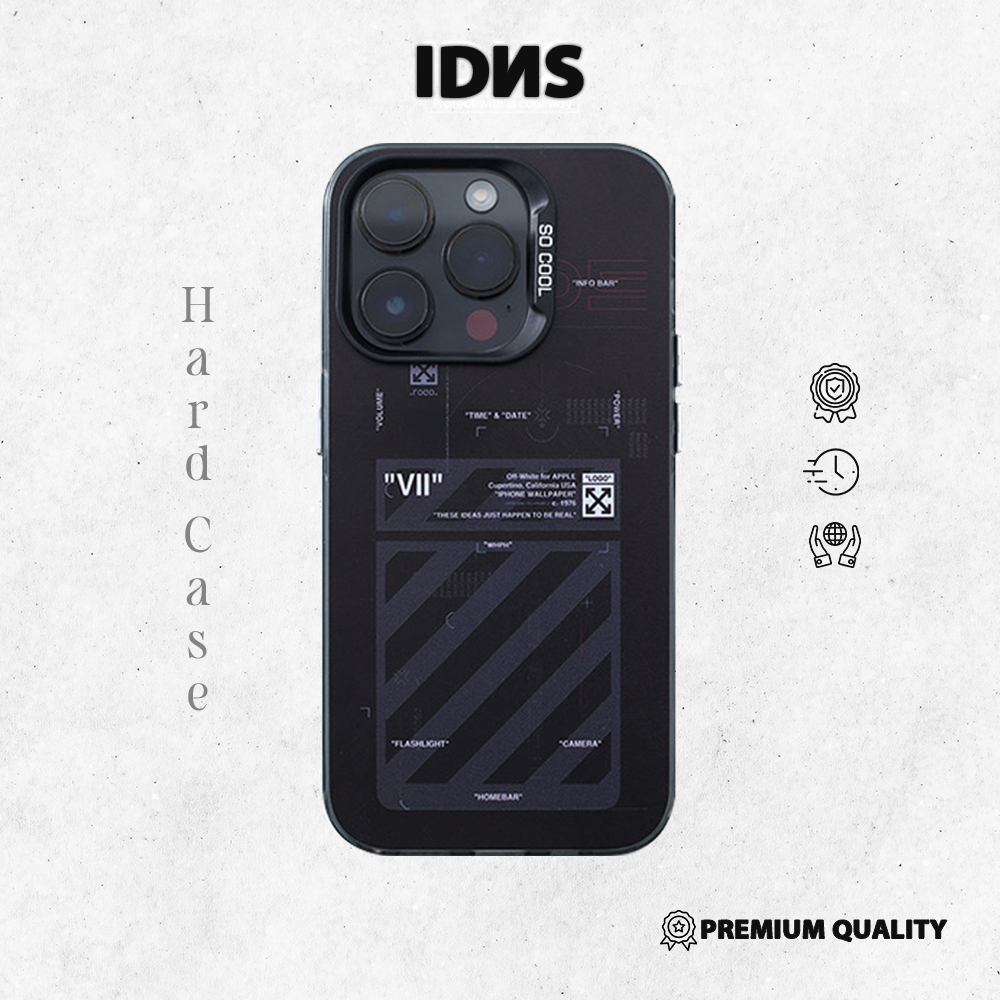 IDNS Hardcase Off-White 01 Black  Case Iphone 11 12 13 Pro Max 14 Pro Max 15 Pro Max