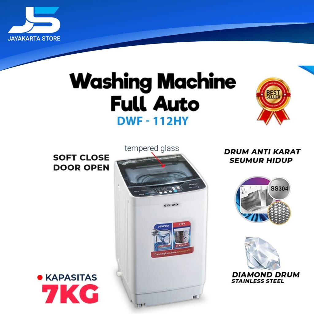 MESIN CUCI 1 TABUNG DENPOO DWF 112HY - 7 KG