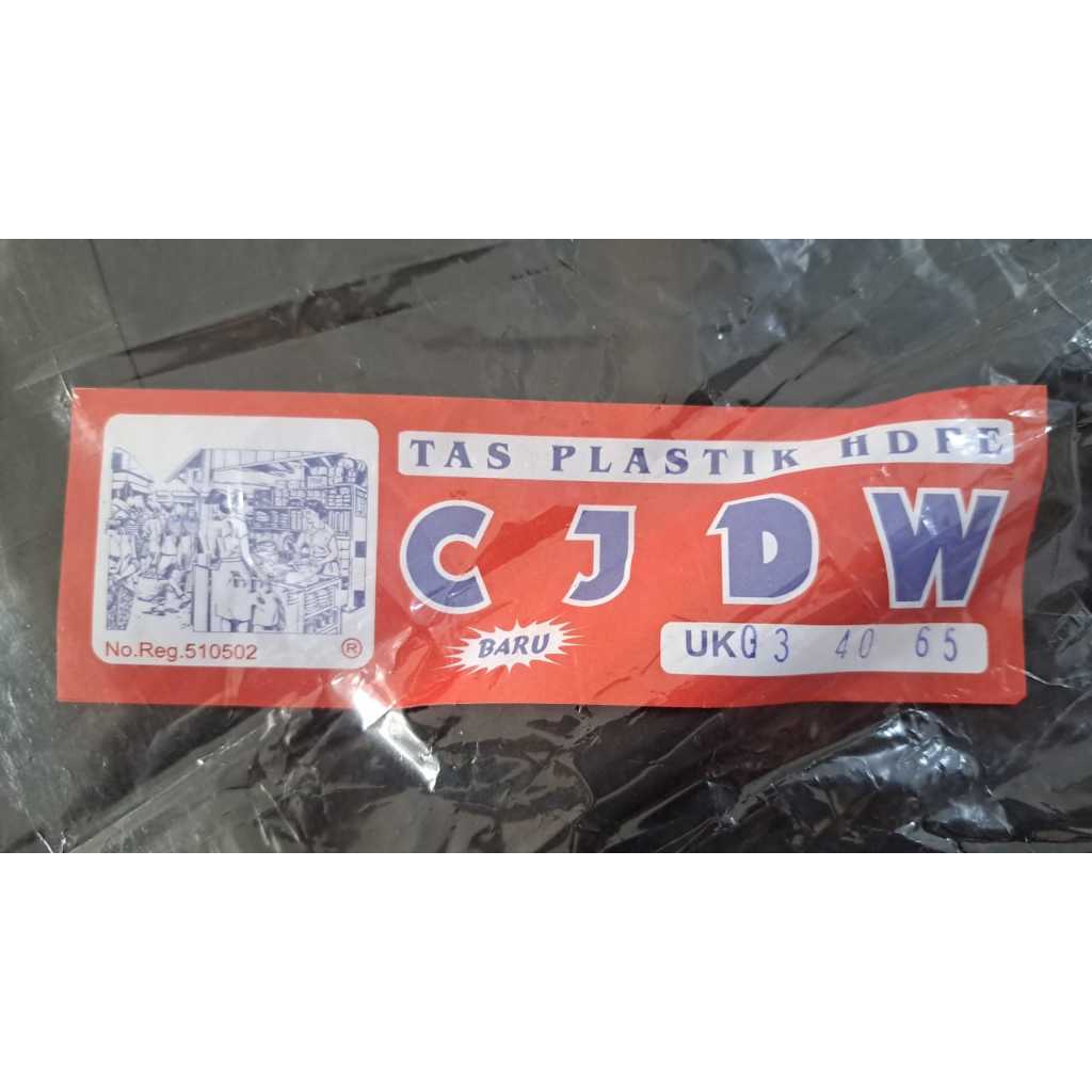 Kantong plastik kresek besar jumbo warna hitam 40x65 tebal 03 isi 50 lembar merk CJDW