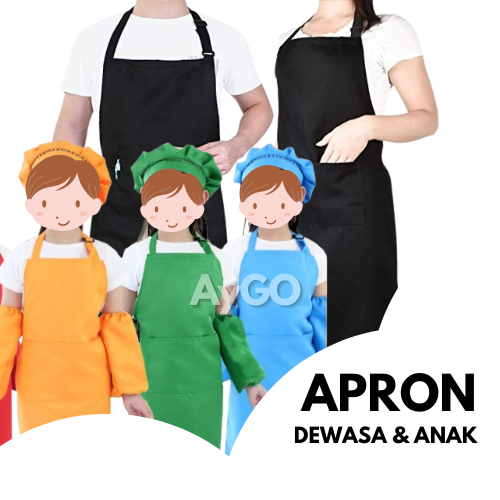 APRON DEWASA / APRON ANAK / CELEMEK / PELINDUNG BAJU KERAJANIAN / APRON MELUKIS