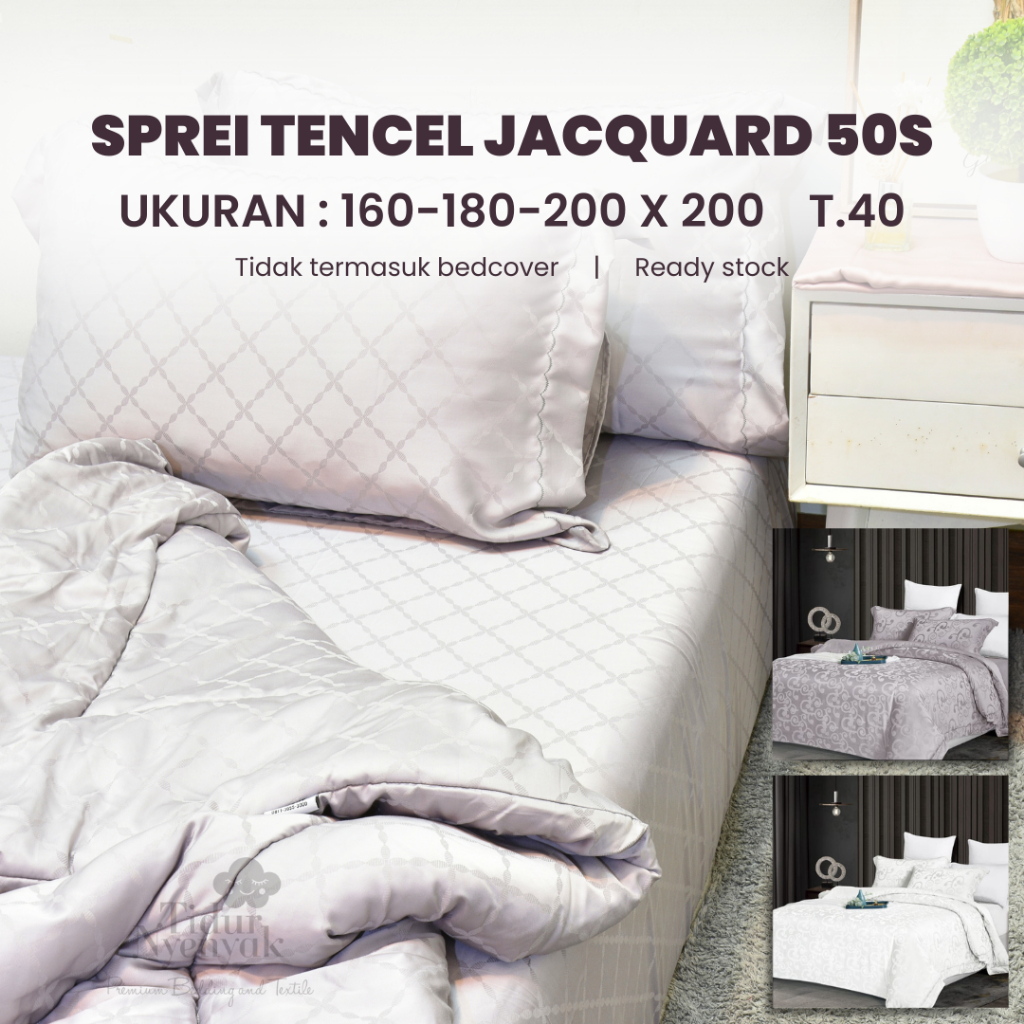 SPREI SUTRA ORGANIK SERAT BAMBOO 50S JACQUARD TIMBUL EMBOSS DOUBLE KING 160X200 180X200 200X200 TING