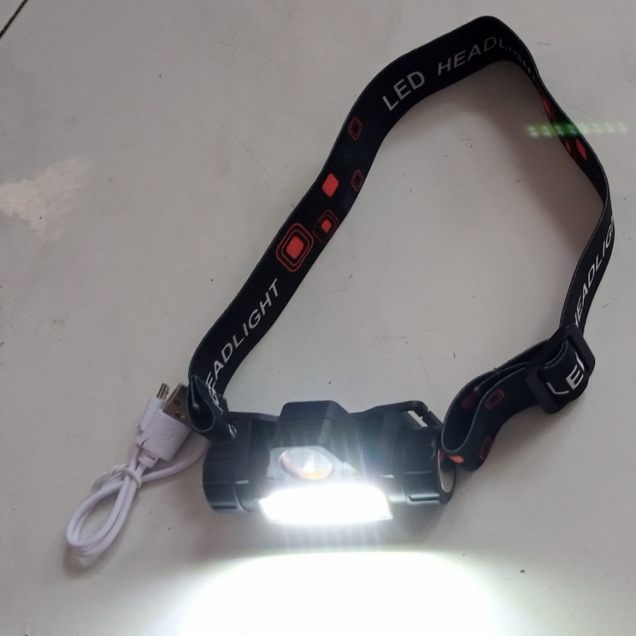 HEADLAMP SENTER HELM KEPALA LED USB CHARGER