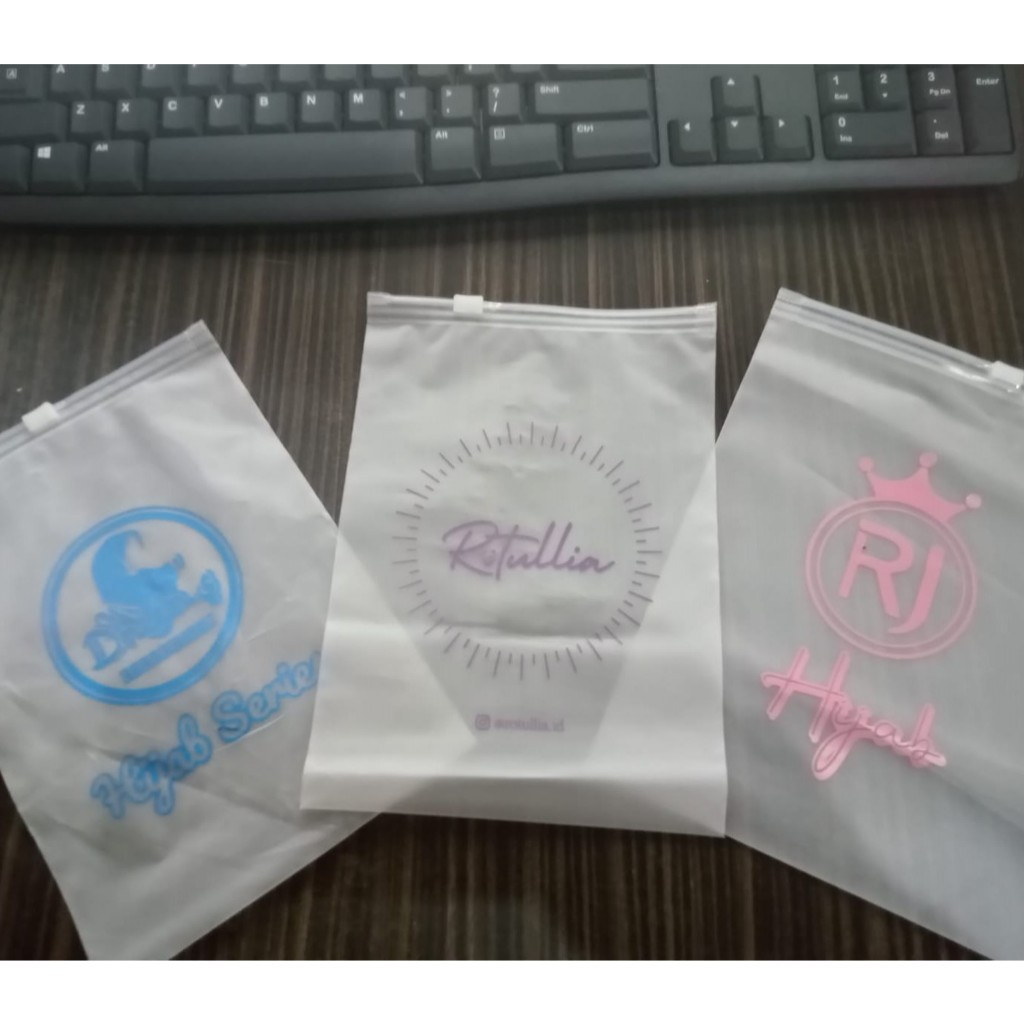 Zipper Bag Organizer bag Transparan Doff Potrait custom sablon Plastik Zipper Ziplock packaging
