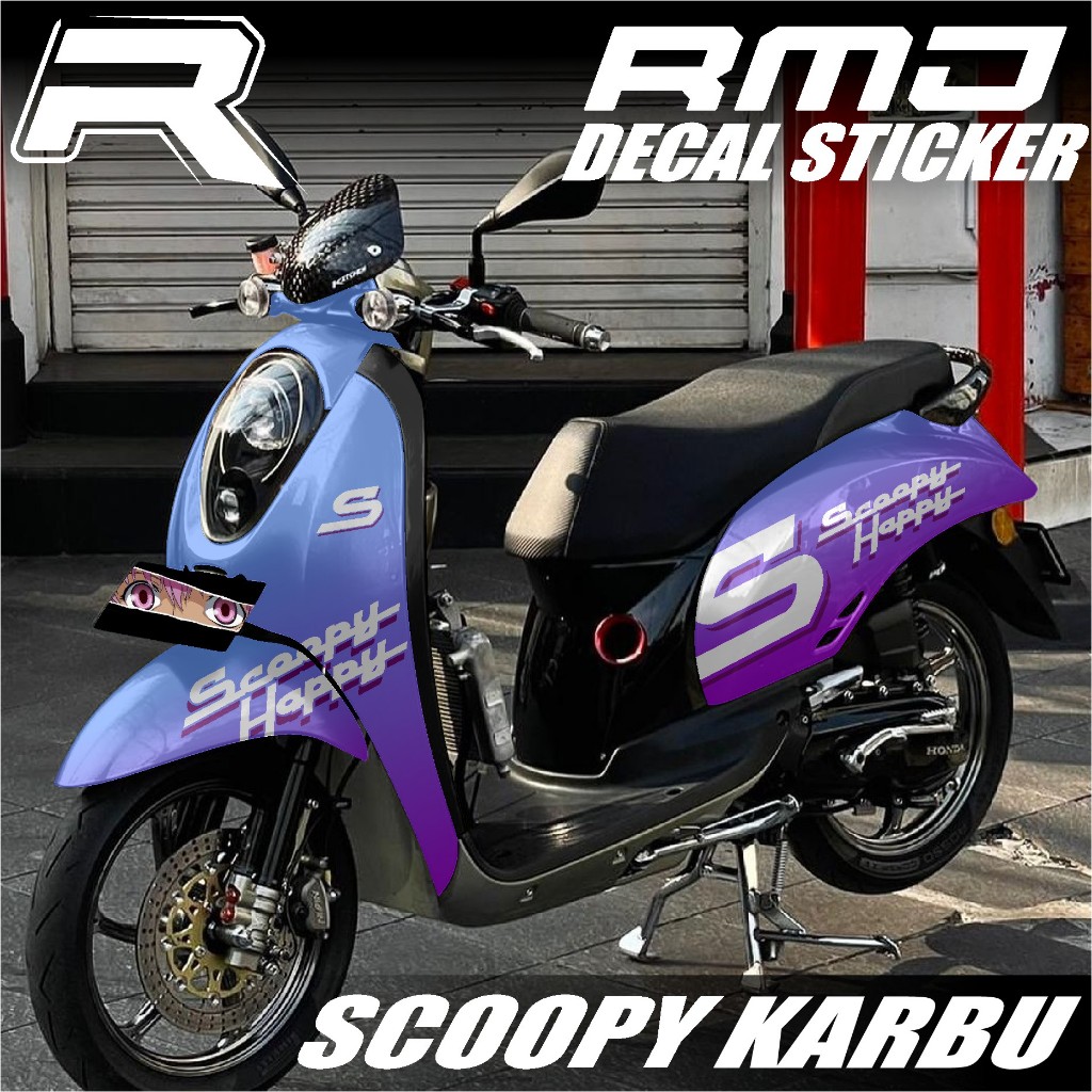 (COD) Decal Sticker Scoopy Karbu Full Body - Stiker Scoopy Karbu Terbaru Motif Gradasi Happy