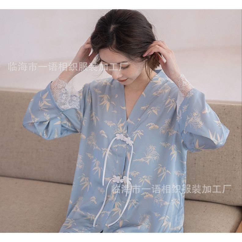 BAJU PIYAMA SATIN / BAJU TIDUR WANITA / MODEL PIYAMA GAYA CINA BARU / PIYAMA BARU / LENGAN PANJANG