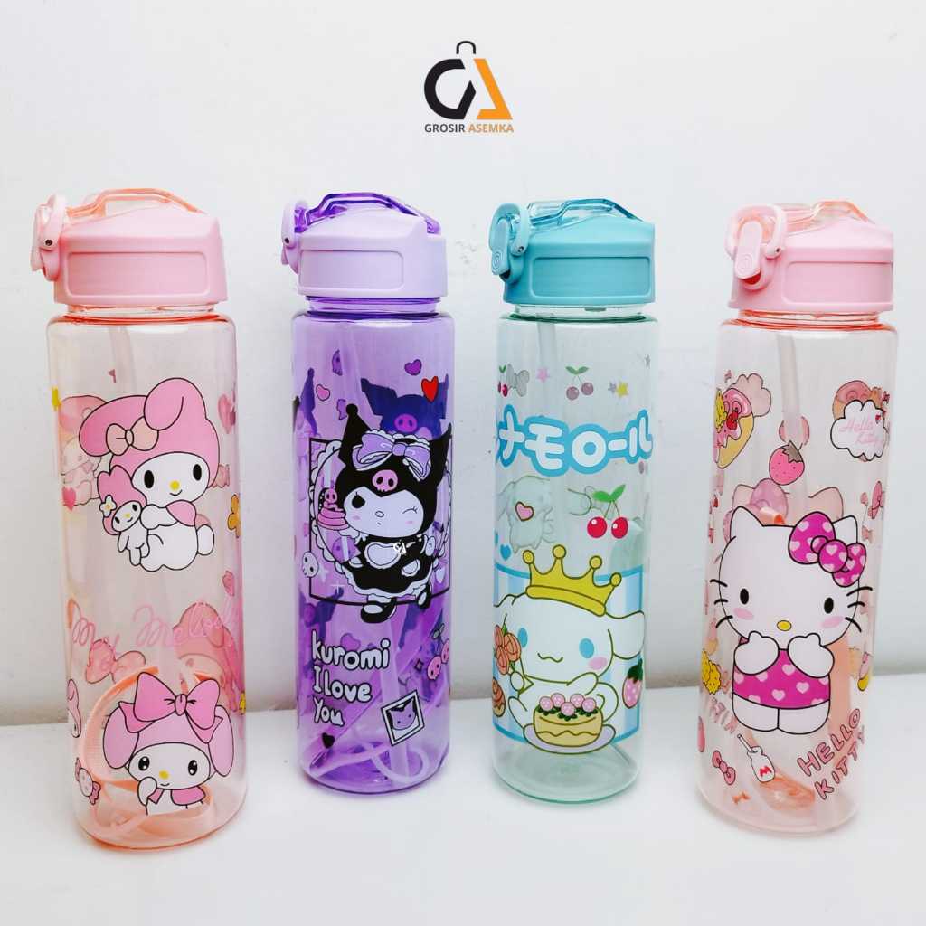 Botol Minum Anak Sanrio Lucu 1 Liter Bening BPA FREE Karakter Kuromi Cinnnamoroll Melody