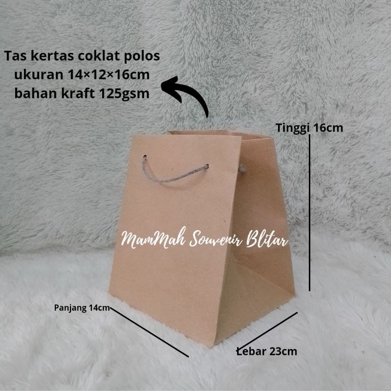 

Tas Kertas Paperbag Coklat Polos ukuran 14x12x16cm