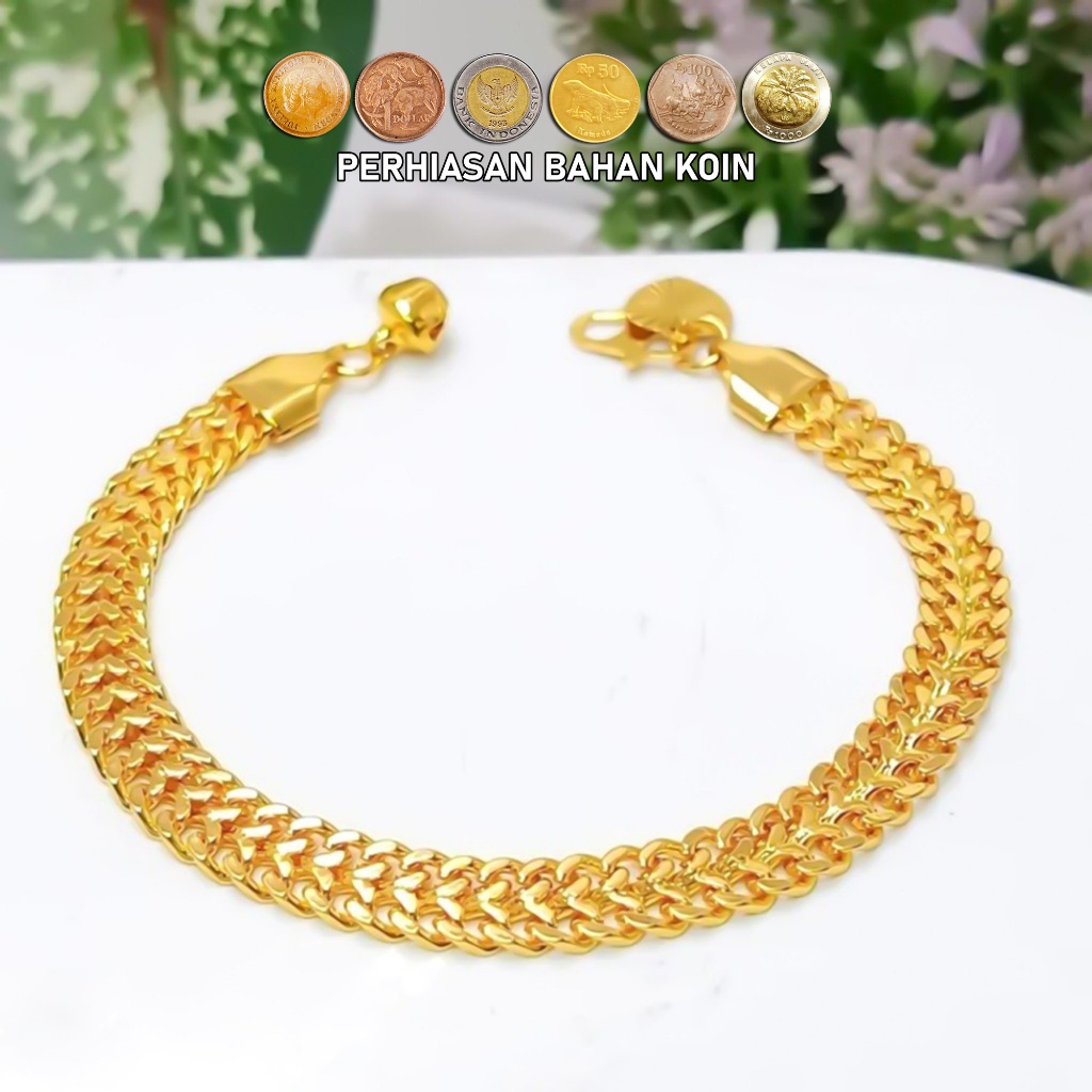 Gelang titanium rantai tikar emas Perhiasan Bahan Koin Lama