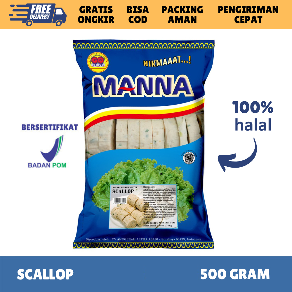 

KURNIA [FROZEN FOOD GOMANNA] SCALLOP IKAN ISI 40 (500GR) SCALLOB KOIN IKAN MAKANAN INSTAN BPOM HALAL SOSIS