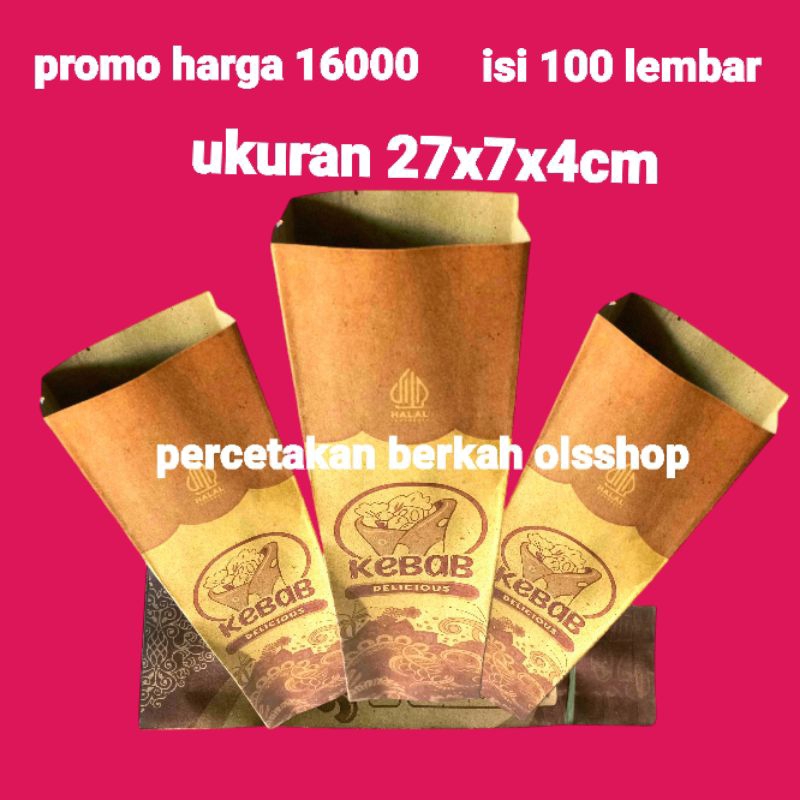 

100pcs,Dus kebab,Kertas kebab murah 27x7x4cm