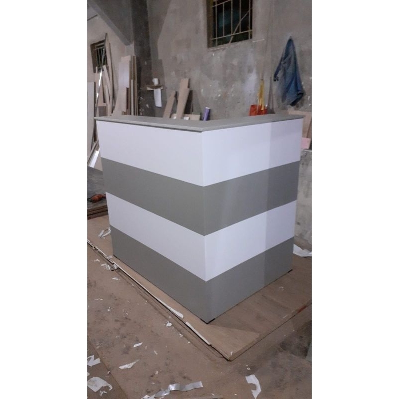 MEJA KASIR LAUNDRY MEJA TOKO MEJA KASIR MINIMALIS MEJA KLINIK MEJA RESEPSIONIS BENTUK L ABU PUTIH