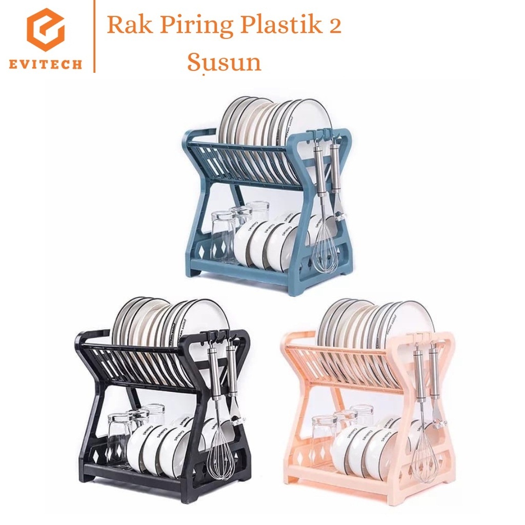 Rak Piring Dapur 2 Susun Mini Rak Piring Plastik Minimalis