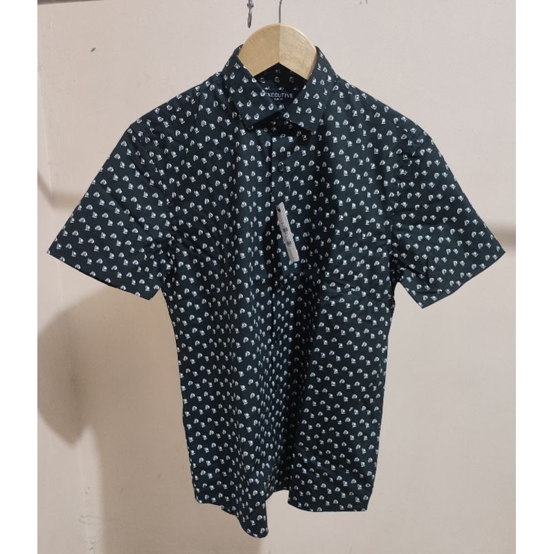 EXECUTIVE Kemeja motip lengan pendek pria bahan katun original