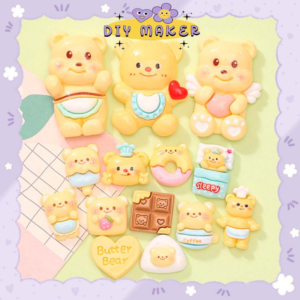 

DM Resin Clay Stiker DIY 3D Dekor Dompet Gantungan Kunci Aklirik Motif Butter Bear Mainan 3D-020