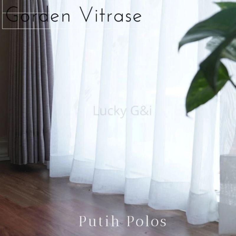 GORDEN VITRASE PUTIH POLOS HORDENG JENDELA BERLIPAT TIPIS UKURAN  110*200CM TIRAI TRANSPARAN