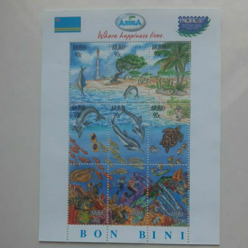 

Perangko Aruba Bon Bini Whre happiness lives sheet 9 prangko